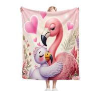 Fotmung Double Flannel Blanket Thick 150x200 cm Pink Flamingo, Microfiber Flannel Throw Blanket for Adults Kids Pets, Fluffy Warm Throw for Sofa Couch Bedspread, 150 x 200 cm R345