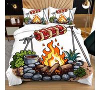 Fotmung Duvet Cover Set Super King Barbecued Meat, 3D Bedding Set, Premium Microfiber Quilt Cover 102" x 86", All-Season Comfort Machine Washable Fade-Resistant for Oversized Bed Q316
