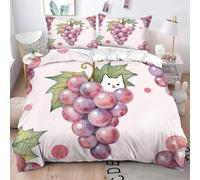 Fotmung Duvet Cover Set Super King Purple Fruit Grape, 3D Bedding Set, Premium Microfiber Quilt Cover 102" x 94", All-Season Comfort Machine Washable Fade-Resistant for Oversized Bed-D128