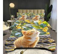 Fotmung Duvet Set 94" x 86" Animal Cat, Microfiber Material + Cotton Filled, All-Season Suitable, Great Gift for Bedroom Decoration, for Family Friends, Cozy for Daily Sleep E240