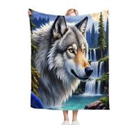 Fotmung Flannel Blanket 3D Animal Wolf Youth, Single-Sided Print, Double-Sided Plush - Soft Warm Throw for Sofa, Bedroom, Small Spaces, Compact 30"x40" Size for Daily Snuggling, All Season-A220