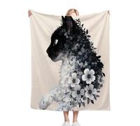 Fotmung Flannel Blanket Animal Cat With Flowers, Single-Sided Print, Double-Sided Plush - Soft Warm Throw for Sofa, Bedroom, Small Spaces, Compact 30"x40" Size for Daily Snuggling, All Season-A202