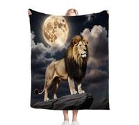 Fotmung Flannel Blanket Animal Lion, Single-Sided Print, Double-Sided Plush - Soft Warm Throw for Sofa, Bedroom, Small Spaces, Compact 30"x40" Size for Daily Snuggling, All Season D186