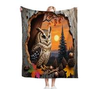 Fotmung Flannel Blanket Animal Owl Youth, Single-Sided Print, Double-Sided Plush - Soft Warm Throw for Sofa, Bedroom, Small Spaces, Compact 30"x40" Size for Daily Snuggling, All Season-A222