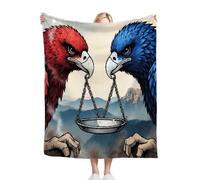 Fotmung Flannel Blanket Animated Eagle On Scales, Single-Sided Print, Double-Sided Plush - Soft Warm Throw for Sofa, Bedroom, Small Spaces, Compact 30"x40" Size for Daily Snuggling, All Season-A62