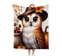 Fotmung Flannel Blanket Animated Owl Maple Leaf, Single-Sided Print, Double-Sided Plush - Soft Warm Throw for Sofa, Bedroom, Small Spaces, Compact 30"x40" Size for Daily Snuggling, All Season-A96