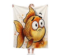 Fotmung Flannel Blanket Goldfish, Single-Sided Print, Double-Sided Plush - Soft Warm Throw for Sofa, Bedroom, Small Spaces, Compact 30"x40" Size for Daily Snuggling, All Season P110