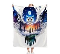 Fotmung Flannel Blanket Owl And Young Man, Single-Sided Print, Double-Sided Plush - Soft Warm Throw for Sofa, Bedroom, Small Spaces, Compact 30"x40" Size for Daily Snuggling, All Season-A72