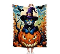 Fotmung Flannel Blanket Super King 230 x 270 cm Black Cat, Microfiber Blankets Super King Size Throws for Home Decor, Soft Flannel Bedspread Blanket 230x270 cm for Bed Sofa Chairs B377
