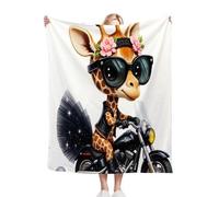 Fotmung Flannel Blanket Super King 230 x 270 cm Cycling Giraffe, Microfiber Blankets Super King Size Throws for Home Decor, Soft Flannel Bedspread Blanket 230x270 cm for Bed Sofa Chairs R397