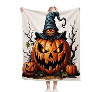 Fotmung Flannel Blanket Super King 230 x 270 cm Jack-o'-lantern, Microfiber Blankets Super King Size Throws for Home Decor, Soft Flannel Bedspread Blanket 230x270 cm for Bed Sofa Chairs B383