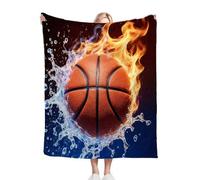 Fotmung Flannel Throw Blanket Basketball, Double-Sided Plush - 40"x50" Medium Throw for Sofa, Bedroom, Home Office, Soft Texture for Relaxing, Unwinding, Easy to Clean, Maintain B400