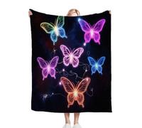 Fotmung Flannel Throw Blanket Colourful Butterfly Girl, Double-Sided Plush - 40"x50" Medium Throw for Sofa, Bedroom, Home Office, Soft Texture for Relaxing, Unwinding, Easy to Clean, Maintain-A6