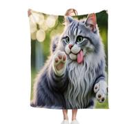 Fotmung Flannel Throw Blanket Cute Cat, Double-Sided Plush - 40"x50" Medium Throw for Sofa, Bedroom, Home Office, Soft Texture for Relaxing, Unwinding, Easy to Clean, Maintain P326