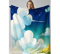 Fotmung Flannel Throw Blankets Single Animated Cloud Child, 3D Printing Thick Warm Flannel Blanket for Bed Couch Sofa, Soft Cozy Microfiber Throw Blanket for Kids Teens Adults, 130 x 150 cm-F371