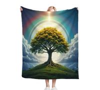 Fotmung Flannel Throw Blankets Single Green Tree Plants, 3D Printing Thick Warm Flannel Blanket for Bed Couch Sofa, Soft Cozy Microfiber Throw Blanket for Kids Teens Adults, 130 x 150 cm A148