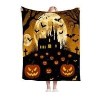 Fotmung Flannel Throw Blankets Single Haunted House, 3D Printing Thick Warm Flannel Blanket for Bed Couch Sofa, Soft Cozy Microfiber Throw Blanket for Kids Teens Adults, 130 x 150 cm B190