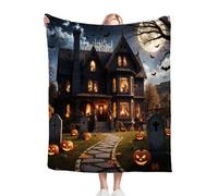 Fotmung Flannel Throw Blankets Single Haunted House, 3D Printing Thick Warm Flannel Blanket for Bed Couch Sofa, Soft Cozy Microfiber Throw Blanket for Kids Teens Adults, 130 x 150 cm B20