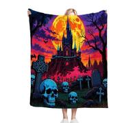 Fotmung Flannel Throw Blankets Single Haunted House, 3D Printing Thick Warm Flannel Blanket for Bed Couch Sofa, Soft Cozy Microfiber Throw Blanket for Kids Teens Adults, 130 x 150 cm B9