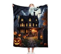Fotmung Flannel Throw Blankets Single Haunted House, 3D Printing Thick Warm Flannel Blanket for Bed Couch Sofa, Soft Cozy Microfiber Throw Blanket for Kids Teens Adults, 130 x 150 cm B209