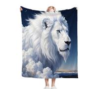 Fotmung Flannel Throw Blankets Single White 3D Lion, 3D Printing Thick Warm Flannel Blanket for Bed Couch Sofa, Soft Cozy Microfiber Throw Blanket for Kids Teens Adults, 130 x 150 cm-A233