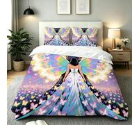 Fotmung King Size Bedding Sets Colorful Butterfly Girl, Reversible Microfiber Duvet Covers for Boys Girls, Luxury Quilt Covers (240 x 220 cm) with Zipper Closure + 2 Pillowcases 50 x 75 cm-E51