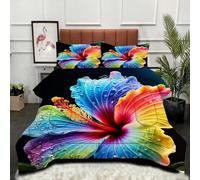 Fotmung King Size Comforter Set 90" x 86" Colourful 3D Flowers, Ultra Soft Microfiber Duvet King Size, Luxurious Bedding Quilt Set with 2 Pillowcases for Adults Teens-A173