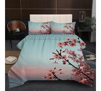 Fotmung King Size Comforter Set 90" x 86" Peach Blossom Plant, Ultra Soft Microfiber Duvet King Size, Luxurious Bedding Quilt Set with 2 Pillowcases for Adults Teens