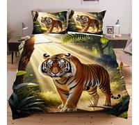Fotmung King Size Duvet Cover Animal Tiger, 3D Comforter Cover Set with Ties + Hidden Zipper, Breathable Durable Fade-Resistant Elegant Style Cozy Sleep for Home Dorm D318