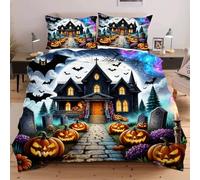 Fotmung King Size Duvet Cover Haunted House, 3D Comforter Cover Set with Ties + Hidden Zipper, Breathable Durable Fade-Resistant Elegant Style Cozy Sleep for Home Dorm D396