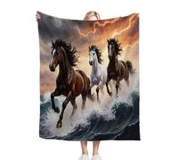 Fotmung Plush Flannel Blanket 3D Animal Horse, Double-Sided Softness - 50"x60" Size for Daily Use, Ideal for Couch, Bedroom, Travel, Warm for Chilly Evenings, Lightweight for Storage-A76