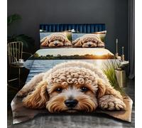 Fotmung Single Duvet 53" x 79" Brown Dog, Comfortable Microfiber Quilt for All Seasons, 3 Pieces Bedding Comforter Set with 1 Comforter + 2 Pillowcases (19" x 29") N13