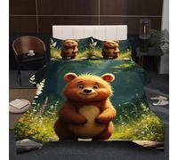 Fotmung Super King Duvet 102" x 86" Animal Cartoon Yellow, Super Quality Microfiber Quilt with 2 Pillowcases, Premium 3D Printed Super King Comforter for Holiday Birthday Gift