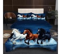 Fotmung Super King Duvet 102" x 86" Animal Horse, Super Quality Microfiber Quilt with 2 Pillowcases, Premium 3D Printed Super King Comforter for Holiday Birthday Gift