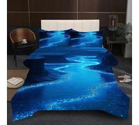 Fotmung Super King Duvet 102" x 86" Blue River, Super Quality Microfiber Quilt with 2 Pillowcases, Premium 3D Printed Super King Comforter for Holiday Birthday Gift
