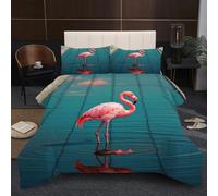 Fotmung Super King Duvet 102" x 86" Flamingo Animal, Super Quality Microfiber Quilt with 2 Pillowcases, Premium 3D Printed Super King Comforter for Holiday Birthday Gift