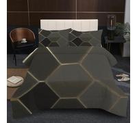 Fotmung Super King Duvet 102" x 86" Grey Graphic, Super Quality Microfiber Quilt with 2 Pillowcases, Premium 3D Printed Super King Comforter for Holiday Birthday Gift