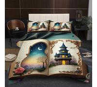 Fotmung Super King Duvet 102" x 86" Magic Book, Super Quality Microfiber Quilt with 2 Pillowcases, Premium 3D Printed Super King Comforter for Holiday Birthday Gift