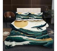 Fotmung Super King Duvet 102" x 86" Ocean Landscape, Super Quality Microfiber Quilt with 2 Pillowcases, Premium 3D Printed Super King Comforter for Holiday Birthday Gift