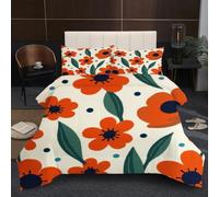 Fotmung Super King Duvet 102" x 86" Orange Flower, Super Quality Microfiber Quilt with 2 Pillowcases, Premium 3D Printed Super King Comforter for Holiday Birthday Gift
