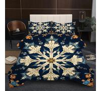 Fotmung Super King Duvet 102" x 86" Snowflake Patterns, Super Quality Microfiber Quilt with 2 Pillowcases, Premium 3D Printed Super King Comforter for Holiday Birthday Gift