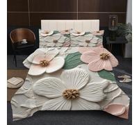 Fotmung Super King Duvet 102" x 86" White Flower, Super Quality Microfiber Quilt with 2 Pillowcases, Premium 3D Printed Super King Comforter for Holiday Birthday Gift