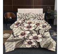 Fotmung Super King Duvet 102" x 86" White Flower, Super Quality Microfiber Quilt with 2 Pillowcases, Premium 3D Printed Super King Comforter for Holiday Birthday Gift