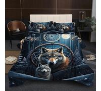 Fotmung Super King Duvet 102" x 86" Wolf Animal, Super Quality Microfiber Quilt with 2 Pillowcases, Premium 3D Printed Super King Comforter for Holiday Birthday Gift