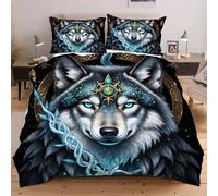 Fotmung Superking Duvet Covers Animal Wolf, Microfiber Super King Bedding Cover Set for Kids Teens Adults, 3D Printed Quilt Cover Set 3 Pieces with Zipper Closure, 260x240 cm C359