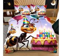 Fotmung Superking Duvet Covers Colourful Ant, Microfiber Super King Bedding Cover Set for Kids Teens Adults, 3D Printed Quilt Cover Set 3 Pieces with Zipper Closure, 260x240 cm Q375