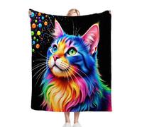 Fotmung Throw Blankets Kids 100x130 cm Animal Cat, 3D Super Soft Blanket Flannel Throws 130 x 100 cm for All Season, Microfiber Warm Flannel Bed Blanket for Kids Boy Girl C163