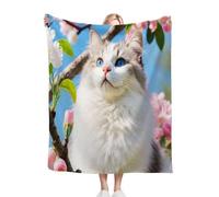 Fotmung Throw Blankets Kids 100x130 cm Animal Cat, 3D Super Soft Blanket Flannel Throws 130 x 100 cm for All Season, Microfiber Warm Flannel Bed Blanket for Kids Boy Girl R159