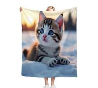 Fotmung Throw Blankets Kids 100x130 cm Animal Cat, 3D Super Soft Blanket Flannel Throws 130 x 100 cm for All Season, Microfiber Warm Flannel Bed Blanket for Kids Boy Girl C57