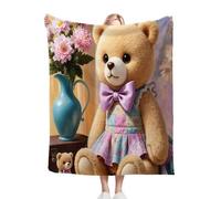 Fotmung Throw Blankets Kids 100x130 cm Brown Bear, 3D Super Soft Blanket Flannel Throws 130 x 100 cm for All Season, Microfiber Warm Flannel Bed Blanket for Kids Boy Girl R3
